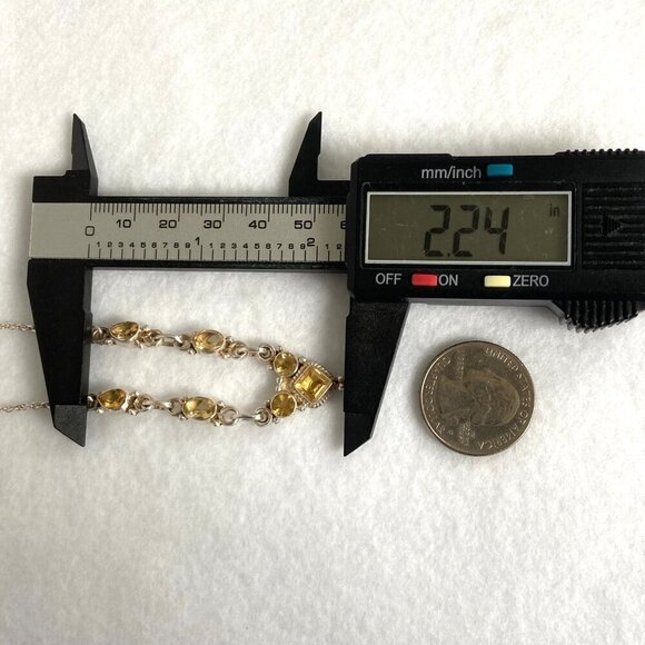 Sterling Silver 925 Multi Gemstone Citrine Collar V Necklace Cable Chain 17" - Picture 16 of 16